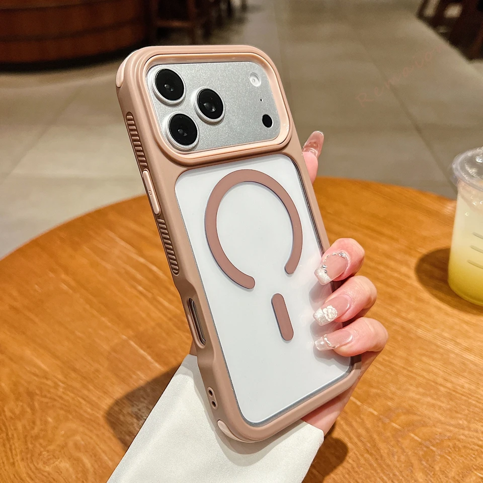 Capa Transparente Para Iphone 16 Pro (dourado Deserto), Compatível Com Carregamento Sem Fio E Resistente A Impactos.