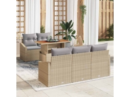 Vidaxl Conjunto De Sofá De Jardim 6 Unid. Bege E Cinza