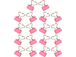 Clips de papel em metal rosa em formato de coração, 18 unidades, clipes decorativos para arquivos, ideais para mesa.