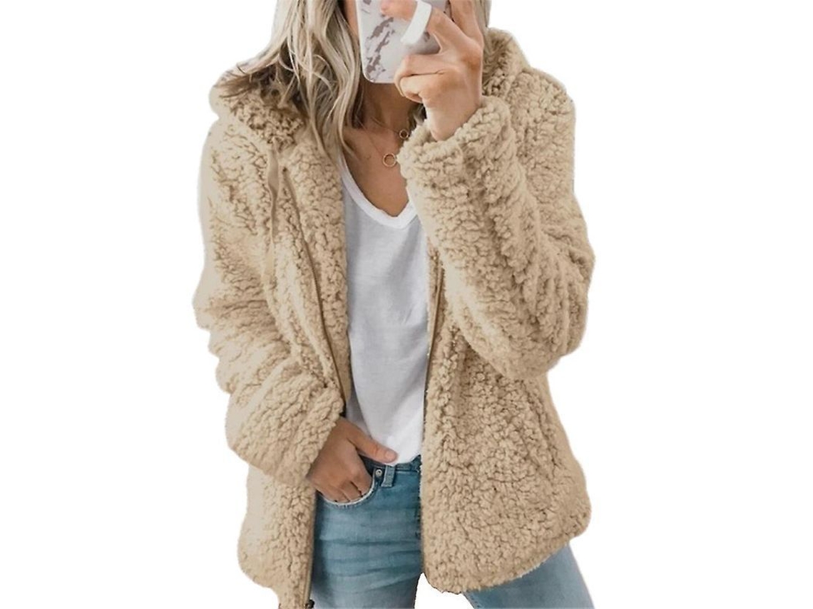 2026 abrigo de Peluche Oso Teddy para Mujer Con Capucha Abrigo Suave Invierno Caliente Casual 3xl Caqui