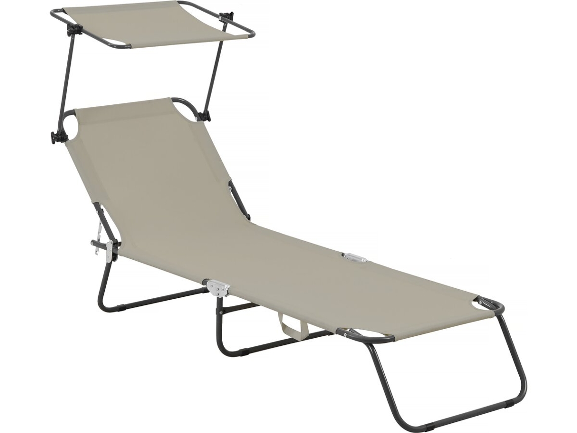 Espreguiçadeira Dobrável Lazy Com Guarda Sol Taupe Habitat Et Jardin