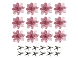 Clips pequenos em rosa com dourado, design flor de Natal, peça única LAXISCREED