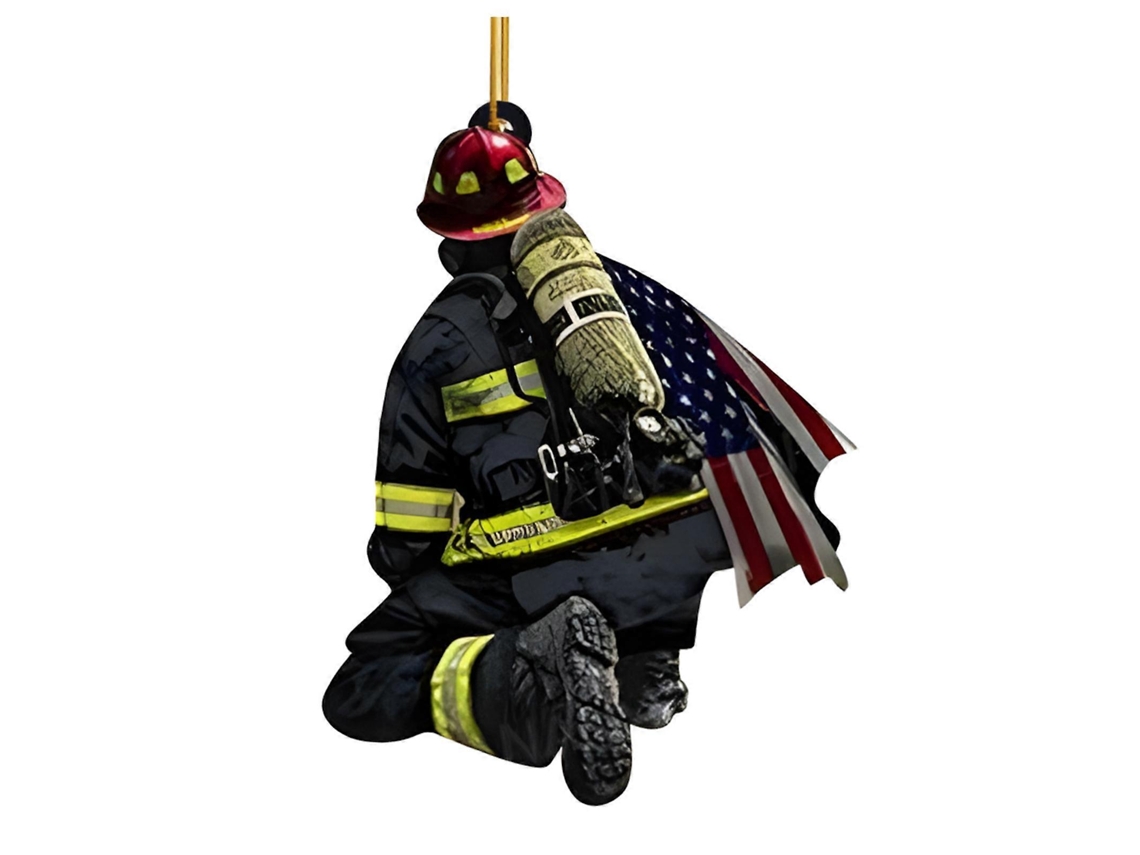 Enfeite De Natal De Bombeiro Em Acrílico, Decoração Para Árvore De Natal, Parede Ou Carro Lembrancinha De Bombeiro Aquaforge