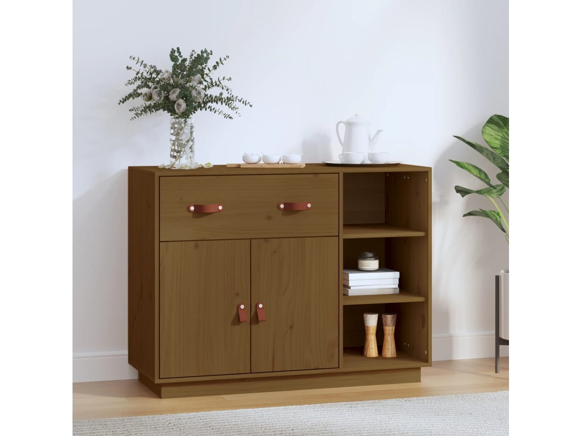 Aparador 98,5x40x75 cm Madera Maciza de Pino Marrón Miel