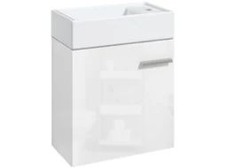 Móvel com Lavatório Mdf e Cerâmica Cor Branco de Alto Brilho 40x23x50 cm Homcom