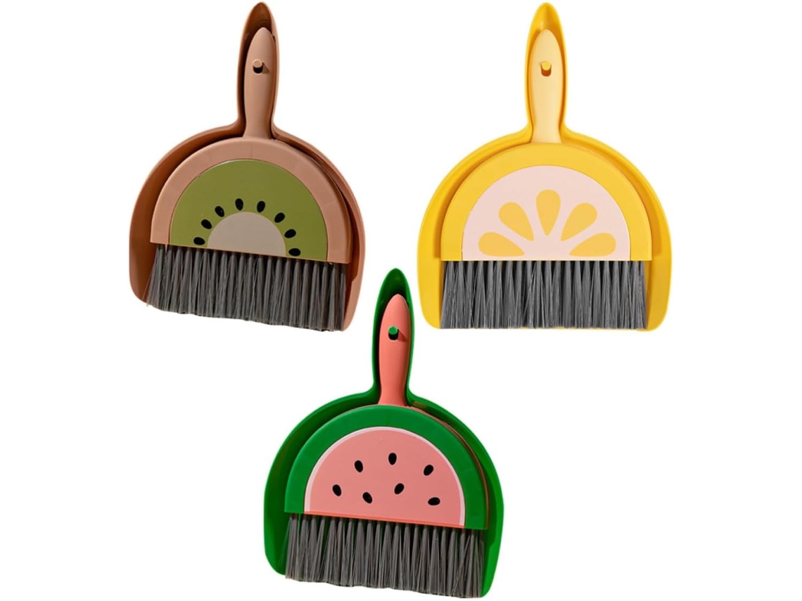 Mini Vassouras E Pás De Lixo Para Frutas, Em Pp E Pet, Conjunto Com 3 Unidades, Fáceis De Segurar E Armazenar Para