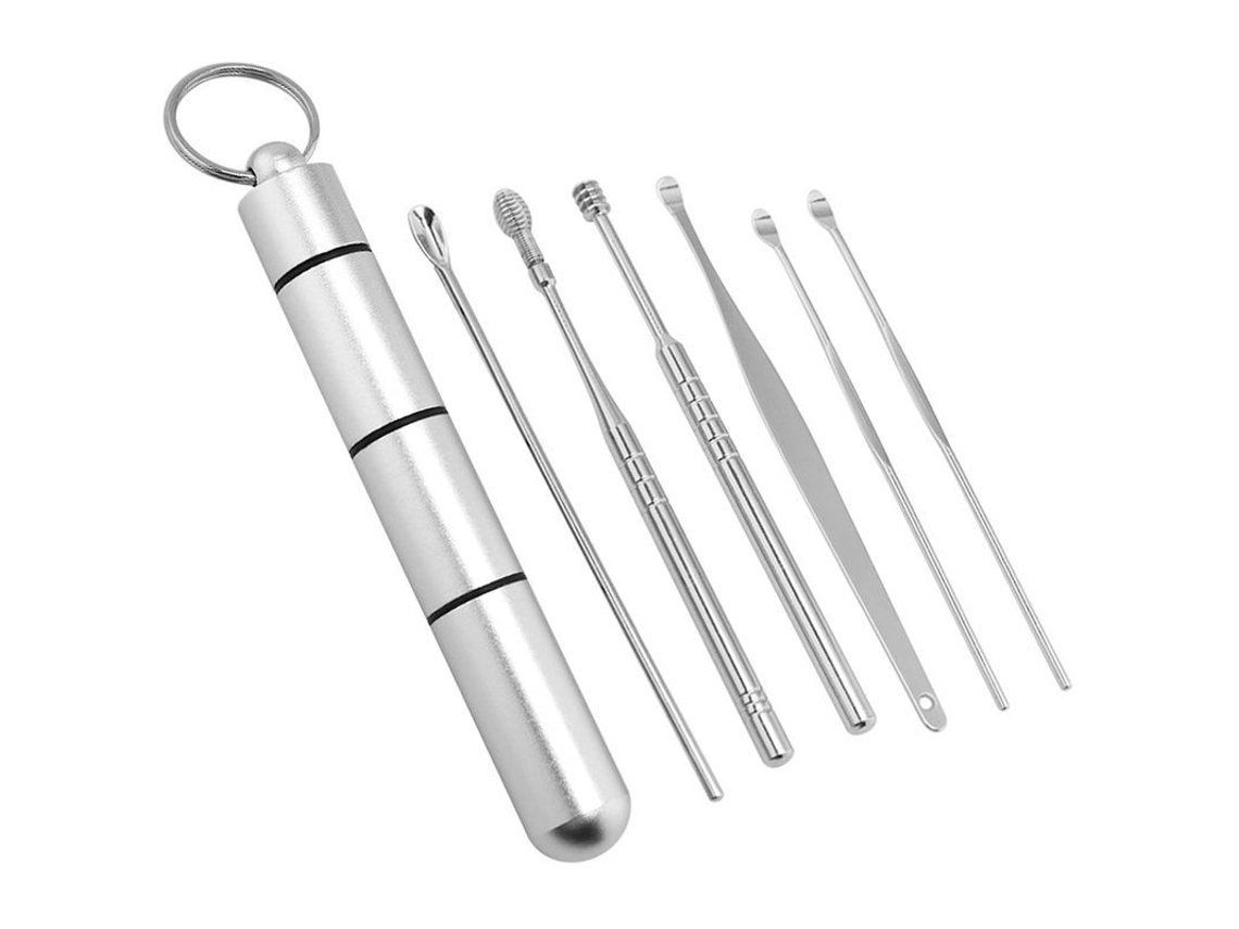 Kit 6 Pentes de Ouvido Remoção de Cera Inox Reutilizável para Adultos e Crianças