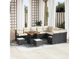 Vidaxl Conjunto De Sofá De Jardim 12 Unid. Preto Vime Pe