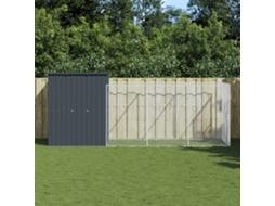 Vidaxl Casota P/ Cães C/ Parque 165x455x181 Cm Aço Galvaniz. Antracite