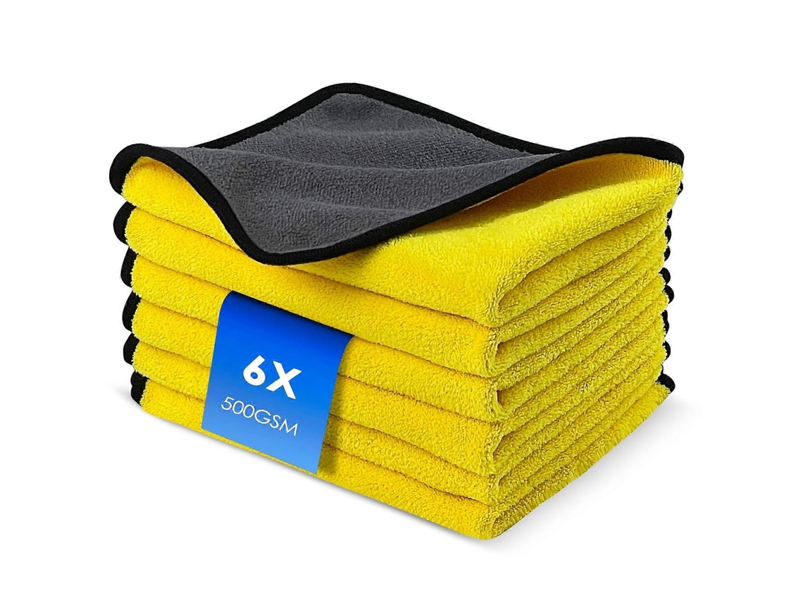 Toalha De Secagem Em Microfibra, 6 Panos, 500 Gsm, Para Carro