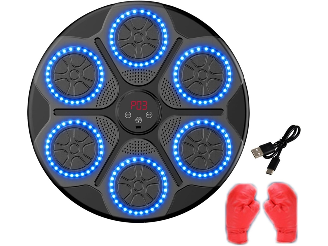 Máquina De Boxe Musical Bluetooth Com Led, Treinador De Parede E Luvas Infantis