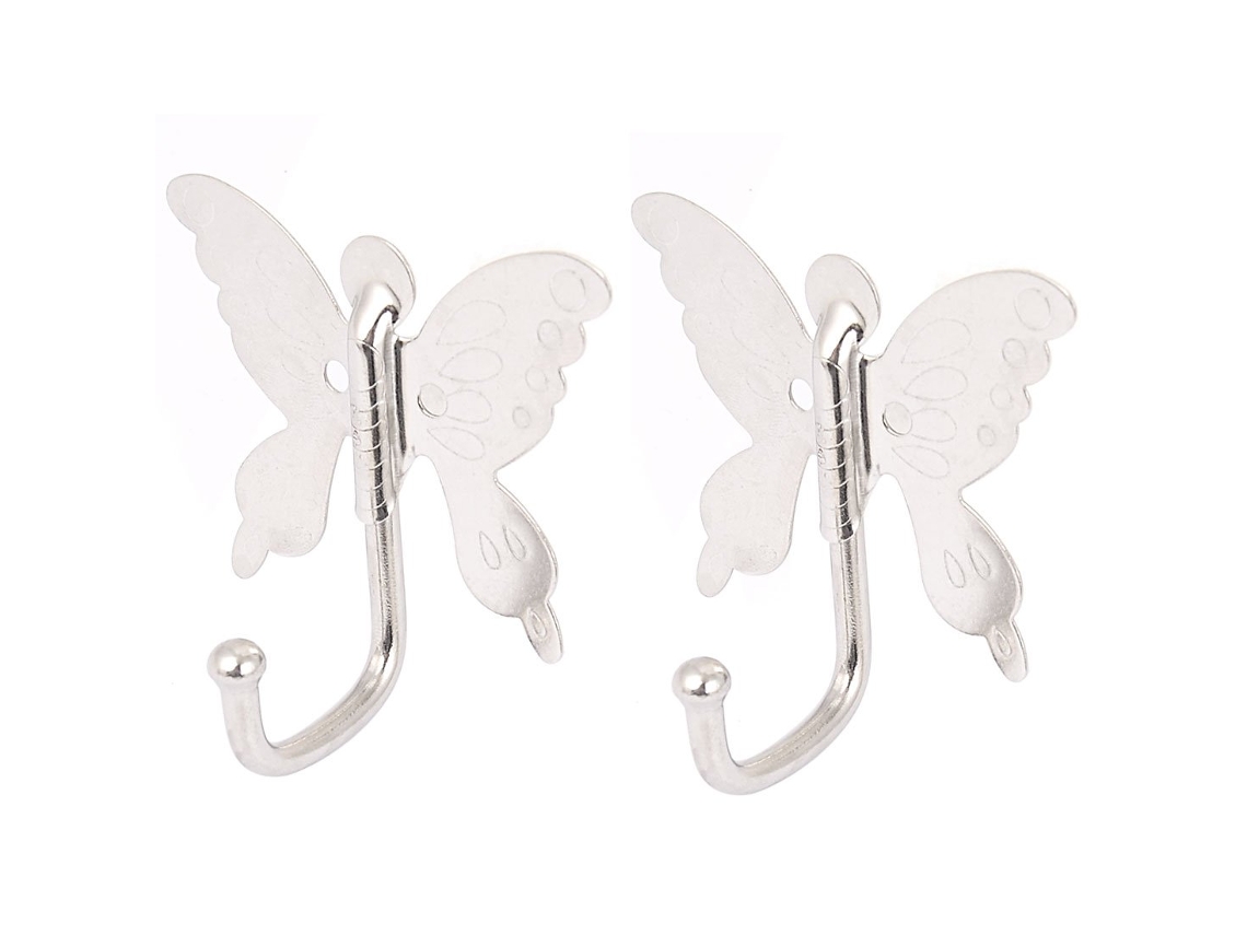 Conjunto de 2 Ganchos Parede para Toalha em Formato Borboleta Quarto e Banheiro. CHABERLU