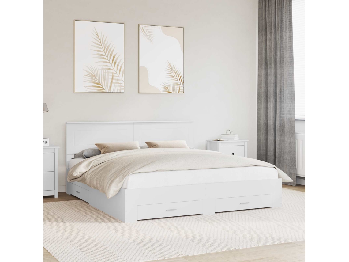 Vidaxl Estrutura da Cama Branco 180 X 200 Cm Madeira Processada