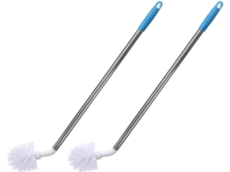 Escova Para Garrafas E Potes Com Cabo Longo Curvo, Conjunto De 2 Peças Em Nylon E Aço Inoxidável, Utensílio De Limpeza