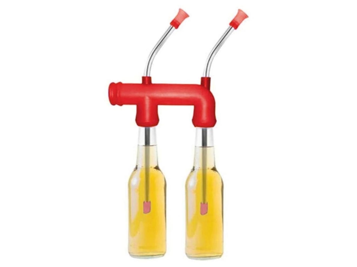 Pourer De Cerveja Garrafa Dupla, Funil Portátil Com Tubo Ventilação Para Beber Rápido