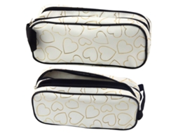 Estojo para Lápis, 2 Compartimentos, Branco, Dourado AQUAFORGE