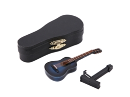 Modelo Miniatura Guitarra de Madeira Azul 10cm