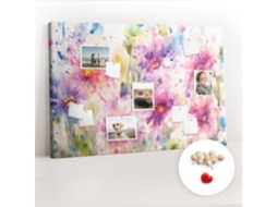 Quadro De Cortiça Flores Pintadas Para O Escritório Espelharte (120x80 Cm)