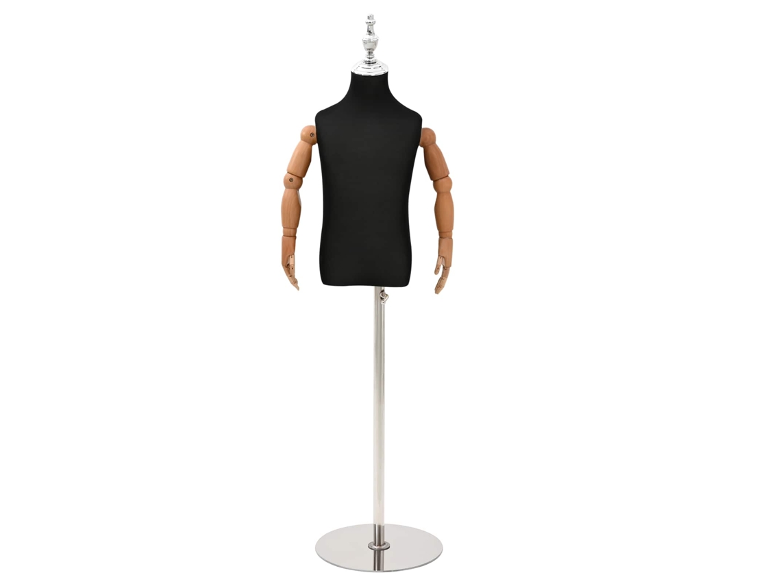 Vidaxl Mannequin Ajustável De 120-150 Cm Com Base Unisexo Pp Preto