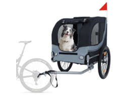Reboque De Bicicleta 40kg Cinzento/preto, Atrelado Dobrável Com Rodas 20", Rede Mosquiteira E Capa Impermeável