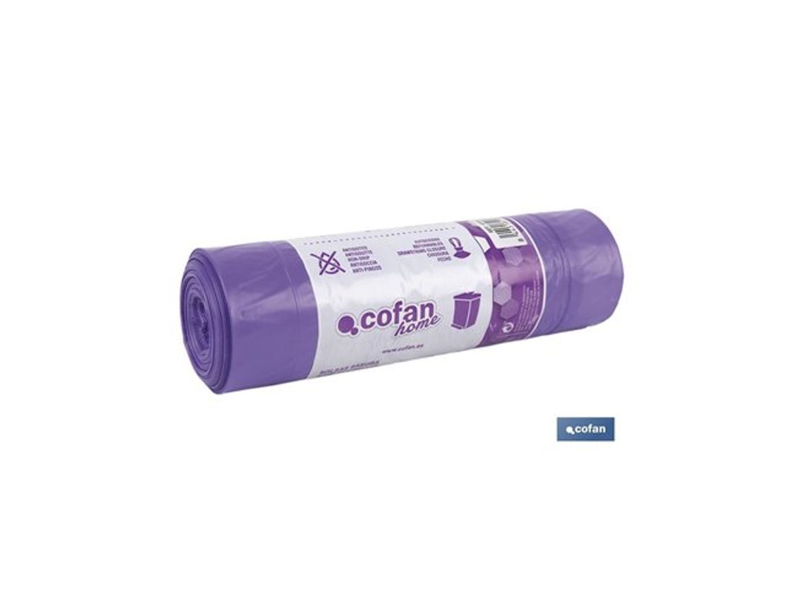 Saco De Lixo Autovedante Com Aroma De Lavanda 57 X 57 G.90 Cor Violeta 15 Unidades 30l Cofan