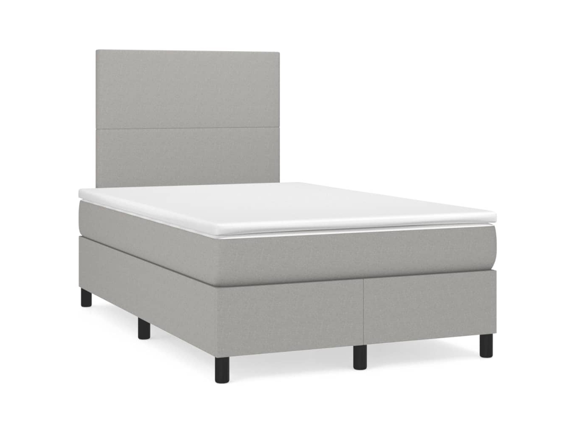 Vidaxl Cama Boxspring com Colchão 120x190 Cm Tecido Cinzento claro
