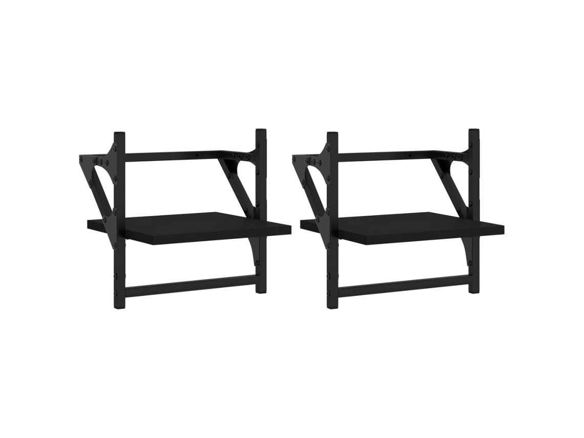 Prateleiras de Parede com Barras Conjunto de 2 Preto MAISON EXCLUSIVE (30x25x30 cm)