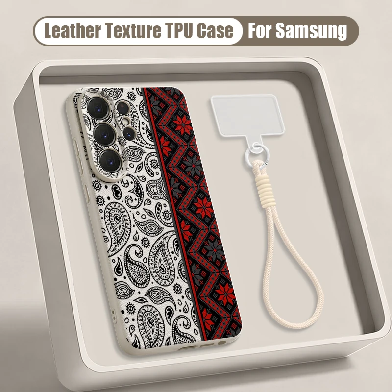 (capa Para Celular Galaxy S22 5g Com Estampa Floral Retrô E Cordão Branco)