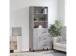Vidaxl Armário Alto 69,5x34x180 Cm Derivados De Madeira Sonoma Cinza