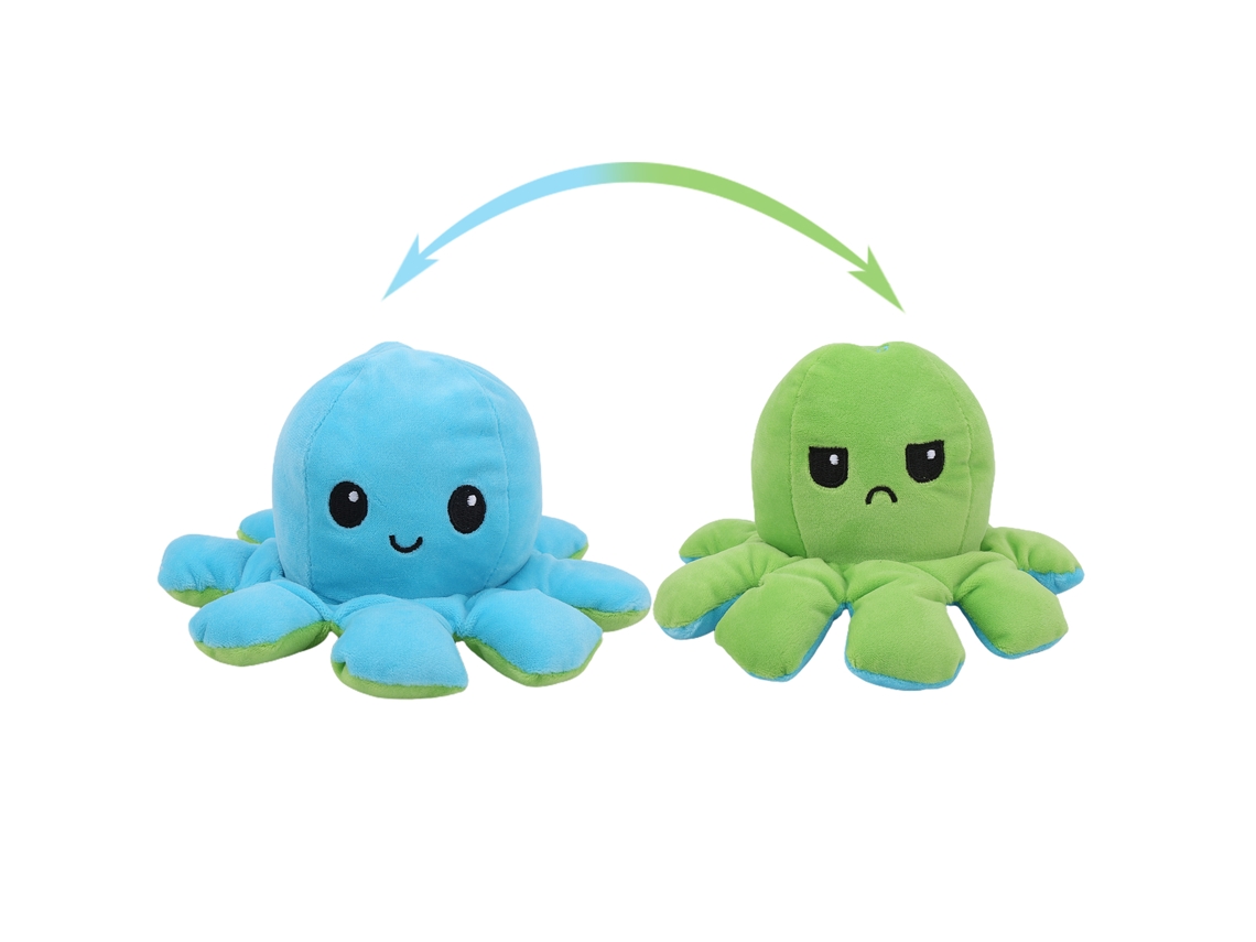Primerox boneca de Pelúcia de Polvo Reversível Double sided Flip Brinquedo Fofo para Bebês Presente Azul Claro e Verde Claro