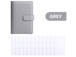 A6 Loose Leaf Budget Planner With Zipper Pouch, Grey Macaron Pu Leather Cover, Cash Organizer, Savings Ledger, Home
