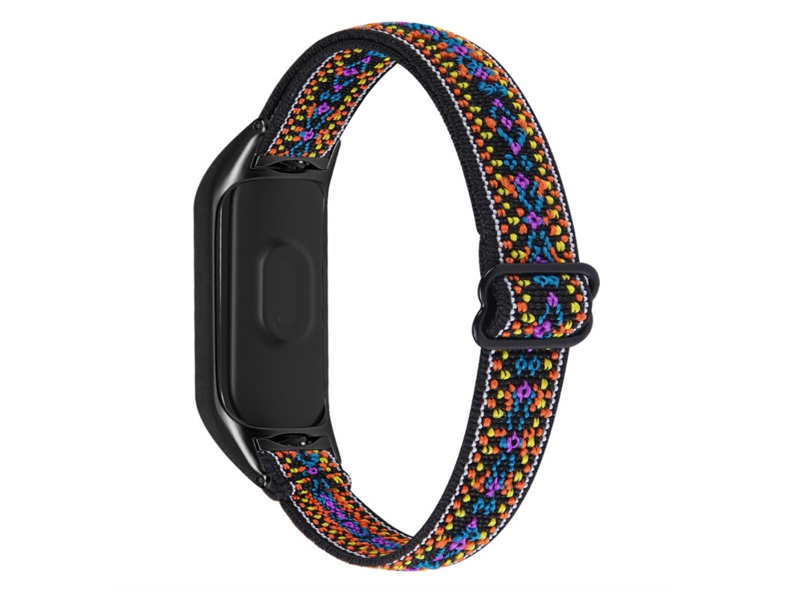 Bracelete de Nylon Elásticos Trançados Elásticos Ajustáveis em Laço com Armação Preta para Xiaomi Mi Band 5/6 Estilo 5