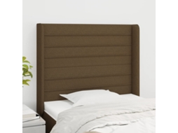 Vidaxl Cabeceira Cama C/ Abas Tecido 93x16x118/128 Cm Castanho-escuro