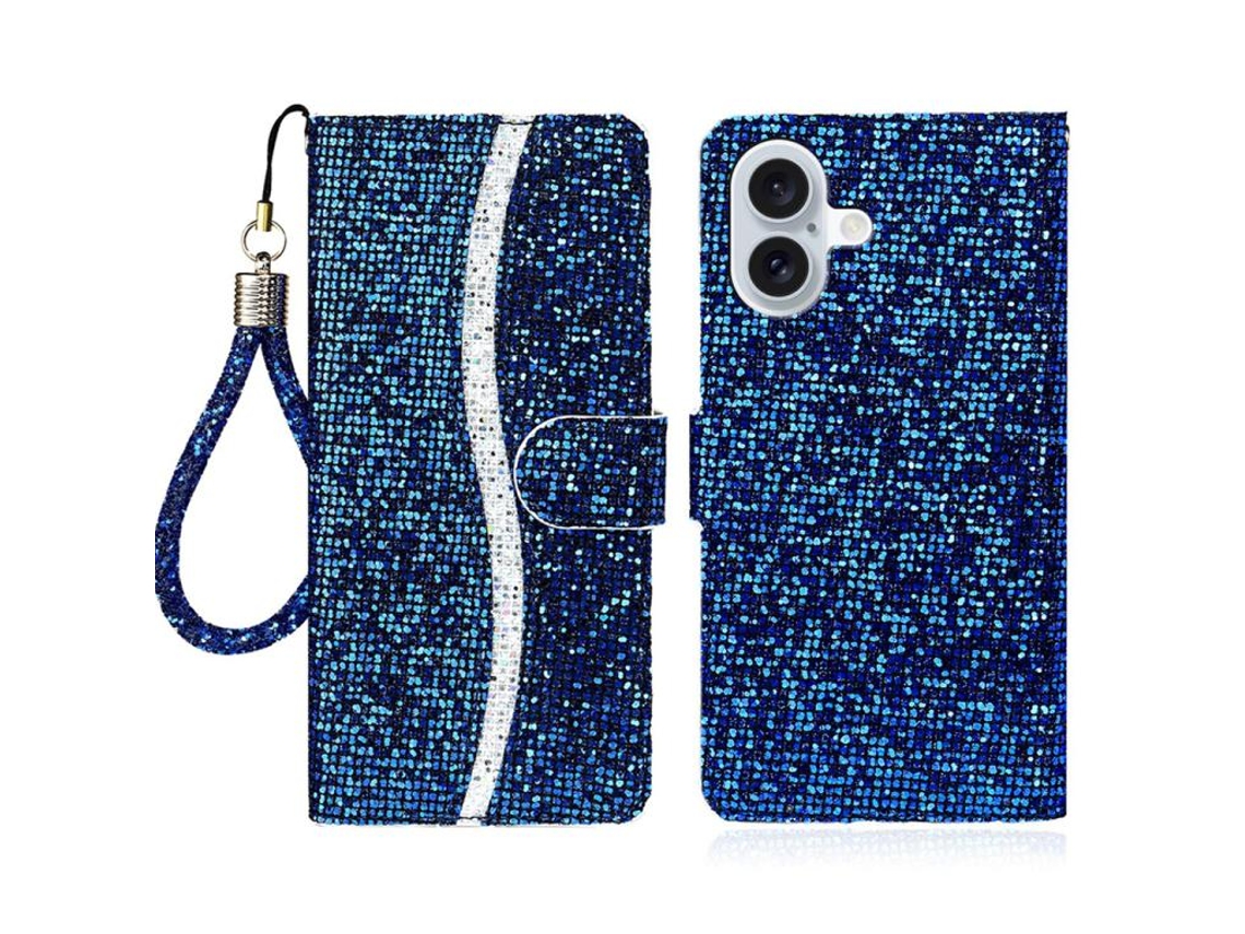 Capa De Couro Para Iphone 17 Com Pó De Glitter