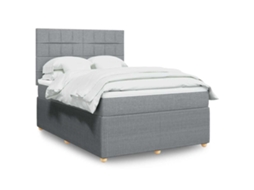 Vidaxl Cama Com Molas/colchão 140x190 Cm Tecido Cinzento-claro