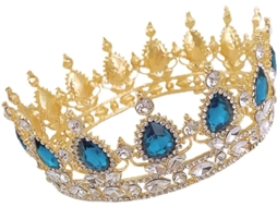 Coroa De Casamento Barroca Redonda Nuobesty Em Liga De Ouro Com Strass Verdes - Acessório Para Cabelo
