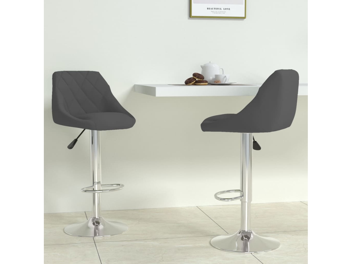 Vidaxl Bancos De Bar 2 Pcs Veludo Cinzento-escuro