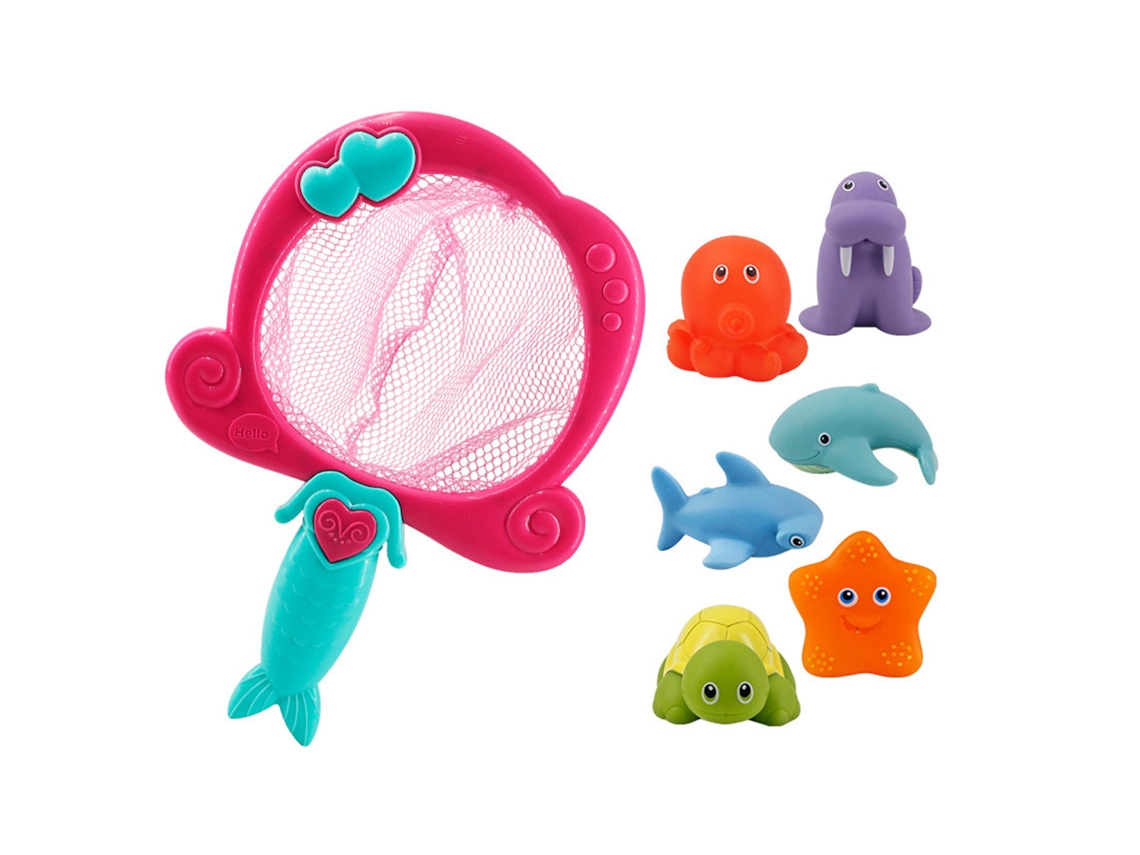 Mali brinquedo de Banho Infantil com Squeaker e Animal Cute Rede de Pesca Red + 6 Animais