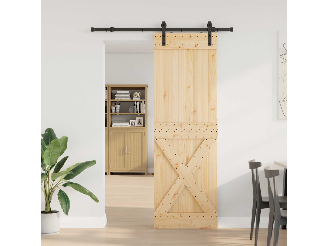 Vidaxl Porta Deslizante Narvik Natural E Preto 70 X 210 Cm (152,5 Cm)