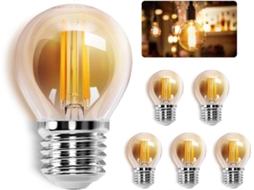 Rebe bombilla Led Filamento E27, 2200k Branco Quente, 6w , Bombilla Vintage G45, Pacote de 6 (equivalente a 43w)