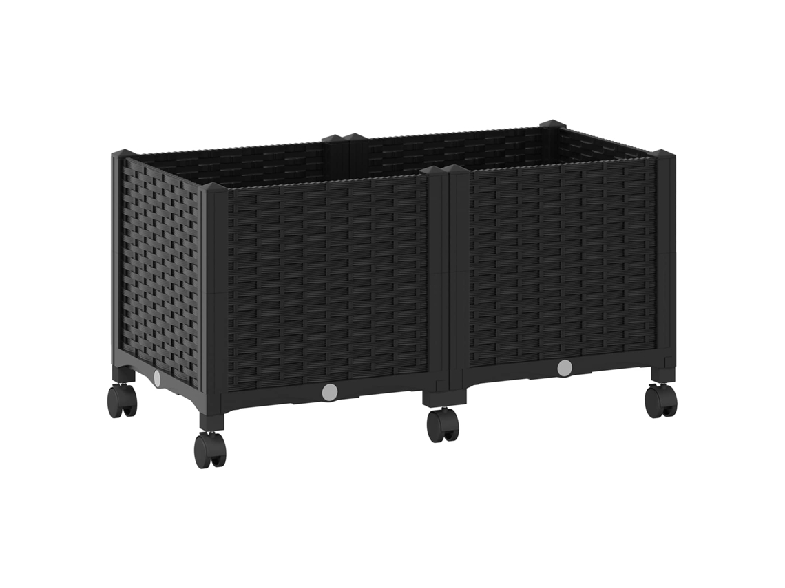 Conjunto 1 Vaso De Jardim Vidaxl Preto Polipropileno (80 X 40 X 44 Cm)