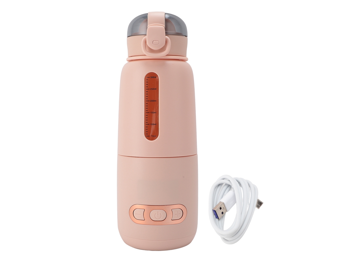 Aquecedor De Leite Elétrico Portátil Inox 300ml Rosa