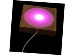 Luminária Noturna Led Criativa De Madeira Amarela Com Base Usb.