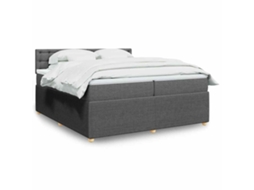 Vidaxl Cama Com Molas/colchão 200x200 Cm Tecido Cinzento-escuro
