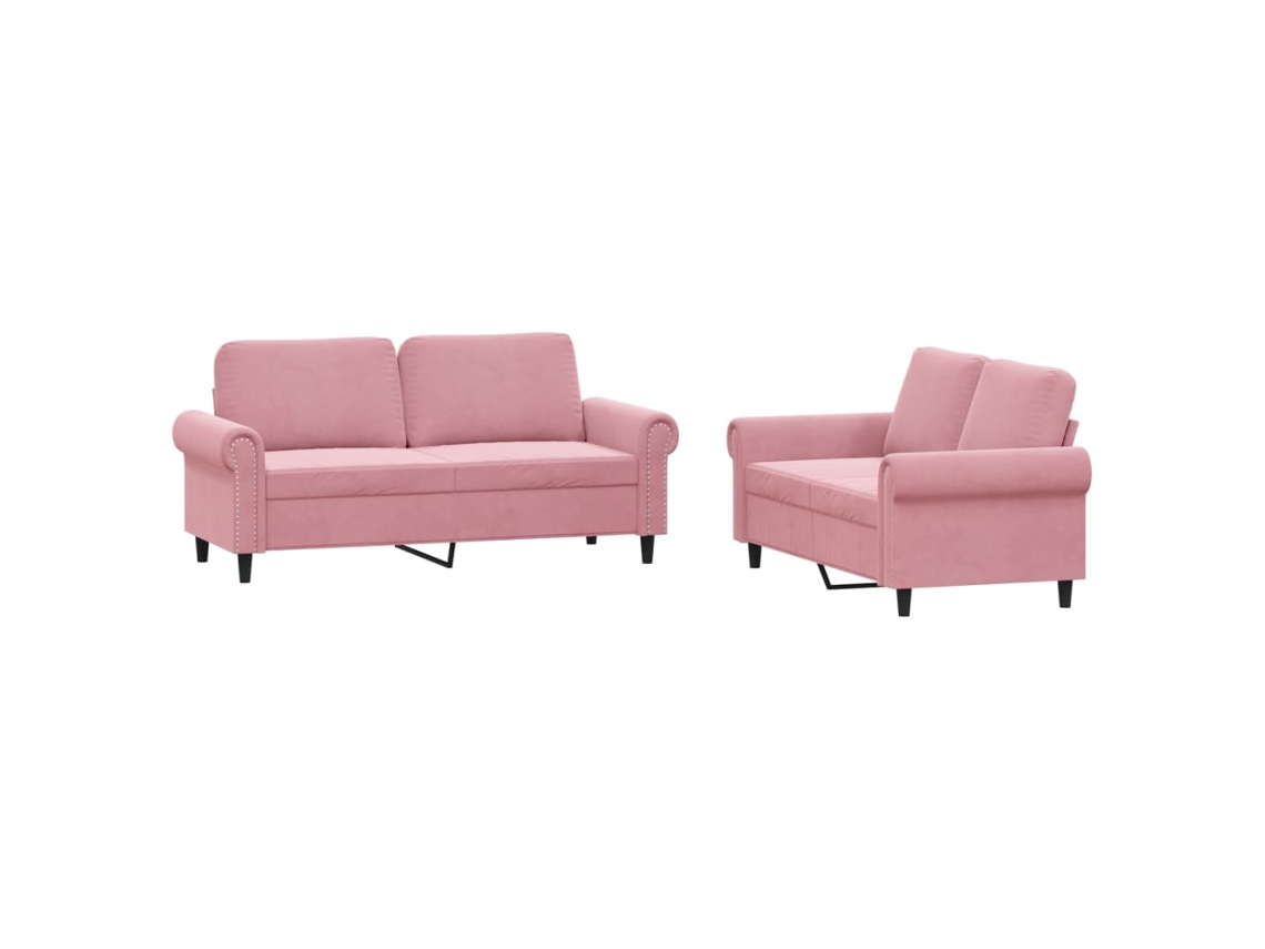 2 Pcs Conjunto de Sofás com Almofadões Veludo Rosa MAISON EXCLUSIVE