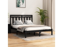 Estrutura De Cama King 150x200 Cm Madeira Maciça Preto