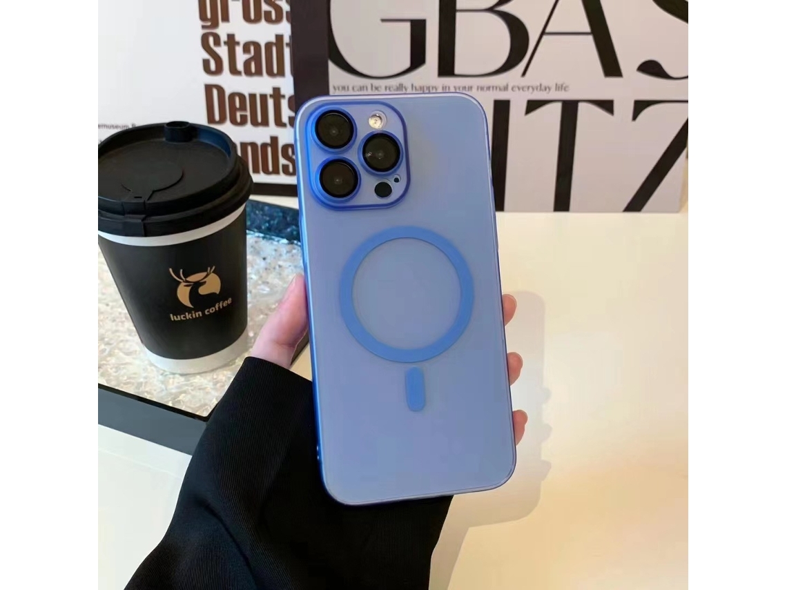 Capa Protetora De Lente Magnética Transparente Azul Fosca Para Iphone 17 Pro.