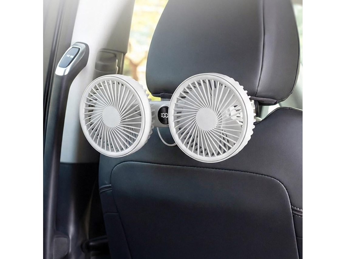Ventilador De Encosto Cabeça Para Carro, Com Duas Saídas Usb, 3 Velocidades Ajustáveis E Rotação