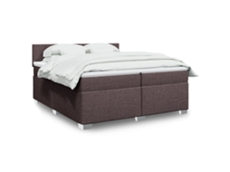 Vidaxl Cama Com Molas/colchão 200x200 Cm Tecido Castanho-escuro