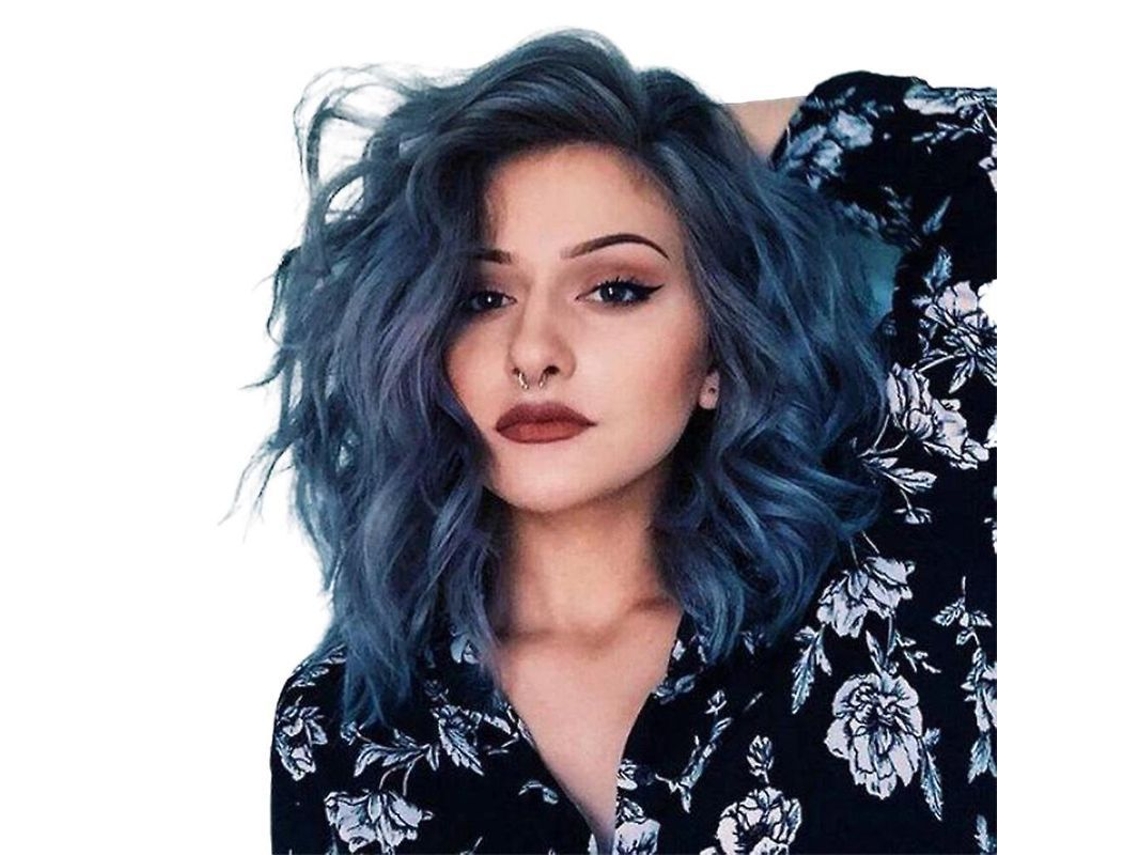 2026 peluca Azul Rizada para Mulheres Resistente Ao Calor de Fibra Alta Temperatura para Cosplay Festa Moda